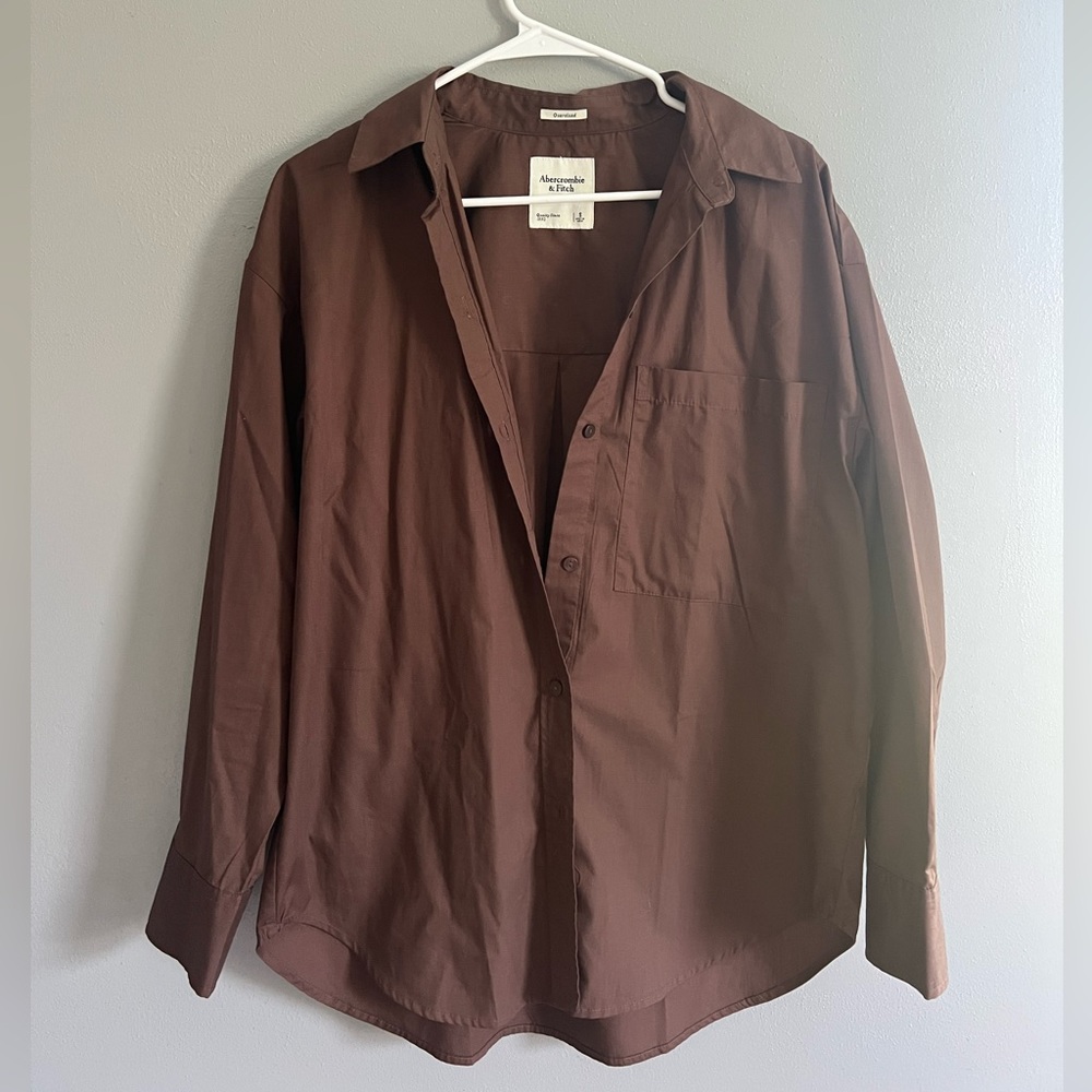Brown Oversized Abercrombie Button-Up Shirt